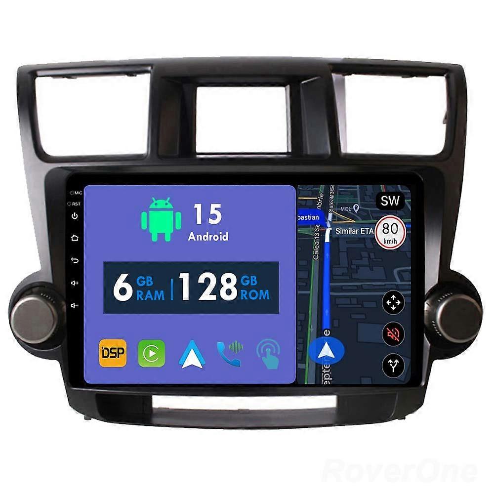 Car Radio 6G+128G CarPlay GPS Navigation Head Unit for Toyota Highlander 2 XU40 2007 - 2013 Android Auto Bluetooth Stereo Touch Screen