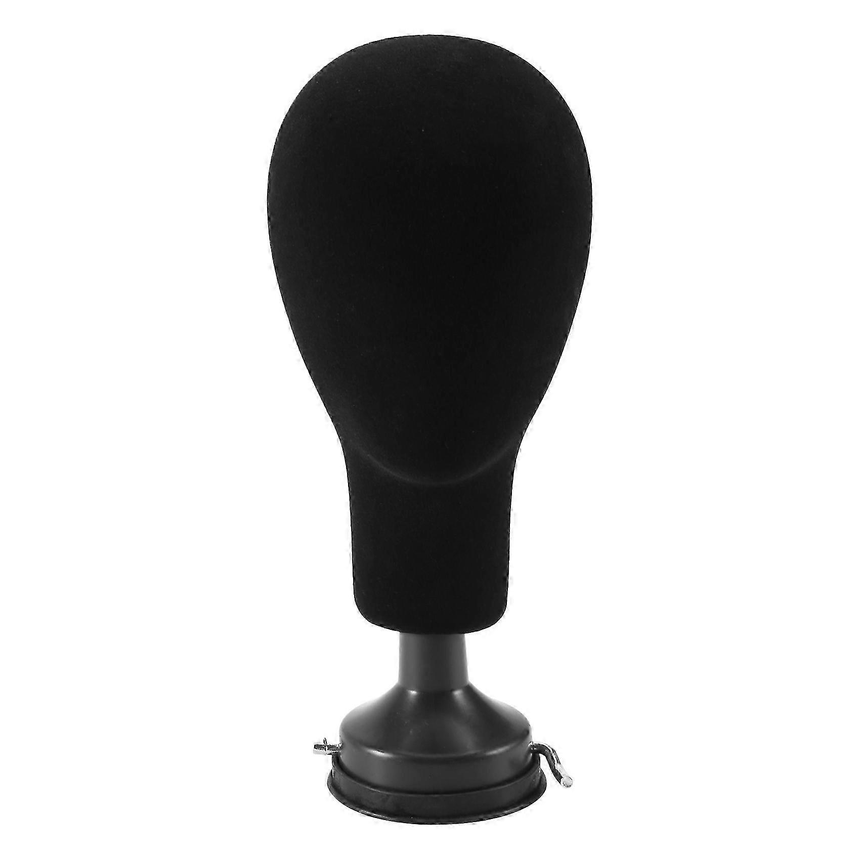 Polystyrene Foam Mannequin Face Model Head Wig Holder Eyeglass Glasses With Base Bracket - Black, 35cm