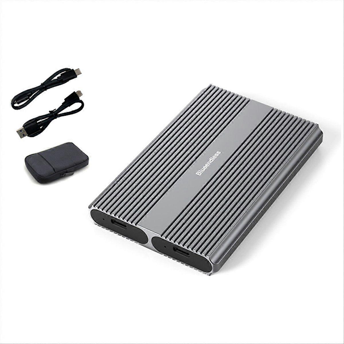 Dual SSD Enclosure M.2 Dual Hard Drive Case 10Gbps USB C 3.2 GEN2 Aluminum External Hard Disk Box