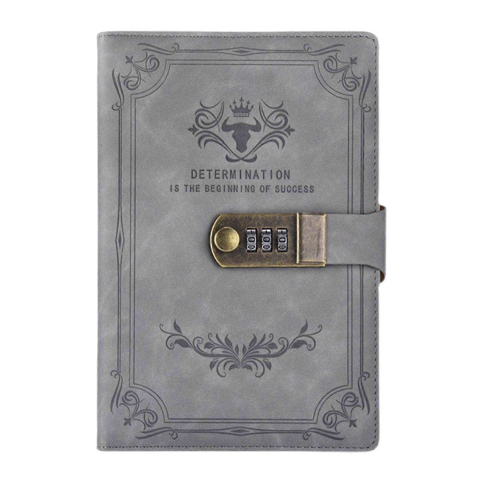 WRXMIJNHGSA Notebook Password Lock Notebook A5 PU Leather Password Lock Notebook Student Business Office