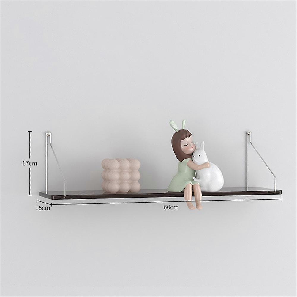 60 x 15cm Wall Mounted Floating Shelf Transparent Acrylic Bookshelf Display Rack for Living Room
