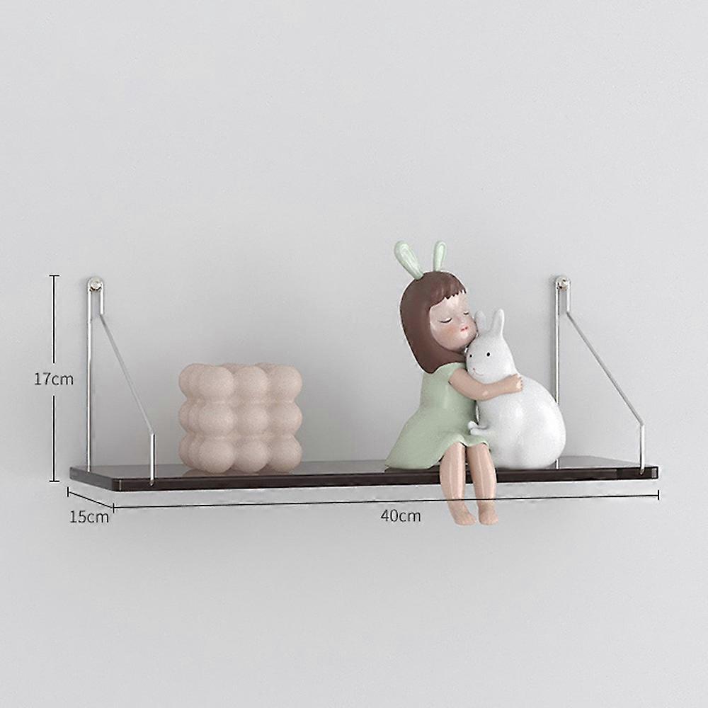 40 x 15cm Wall Mounted Floating Shelf Transparent Acrylic Bookshelf Display Rack for Living Room