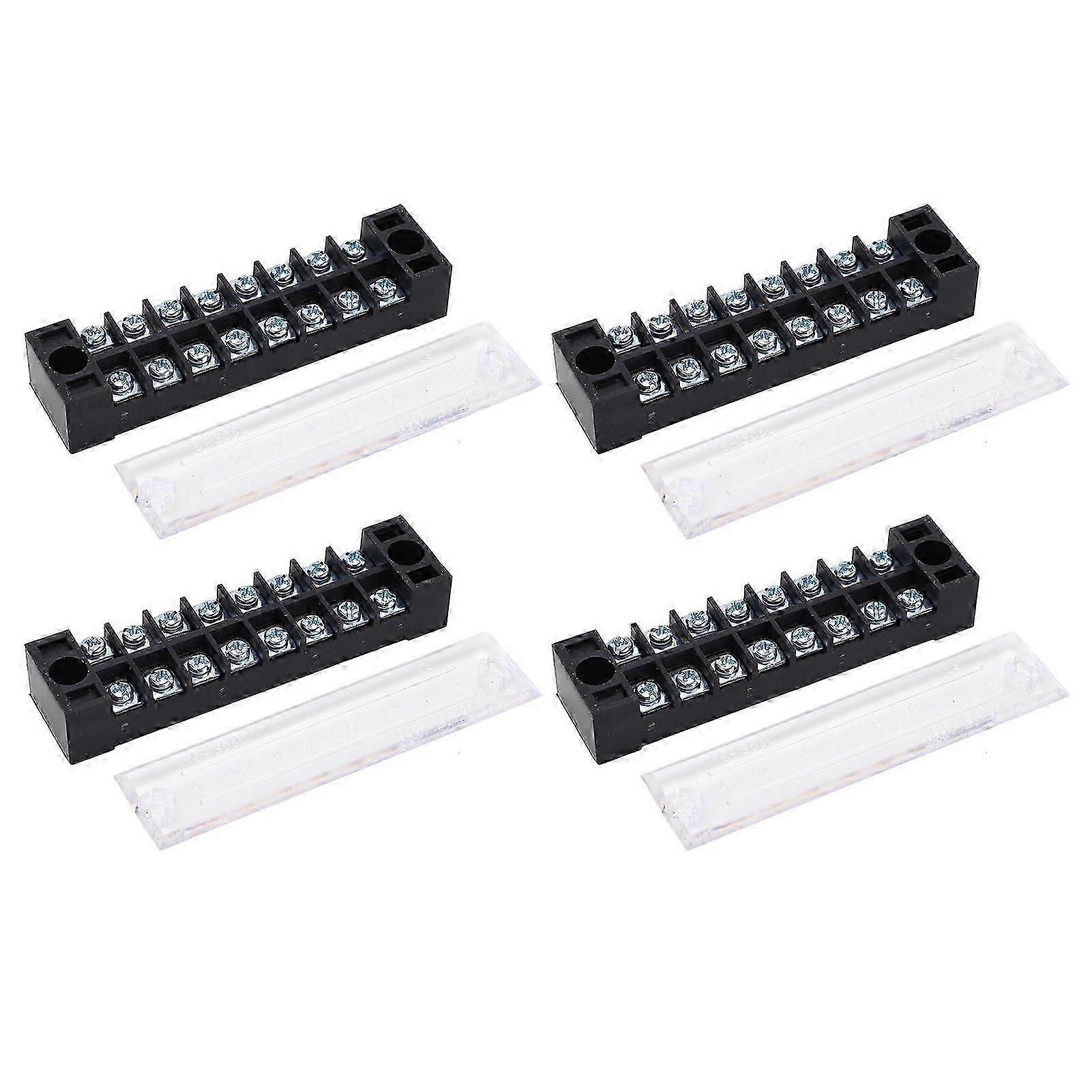 4 Pcs Terminal Block 15A 600V Dual Row Screw Terminal Barrier Strip for Bridge Lighting Tunnel Power Distribution 8 Positions
