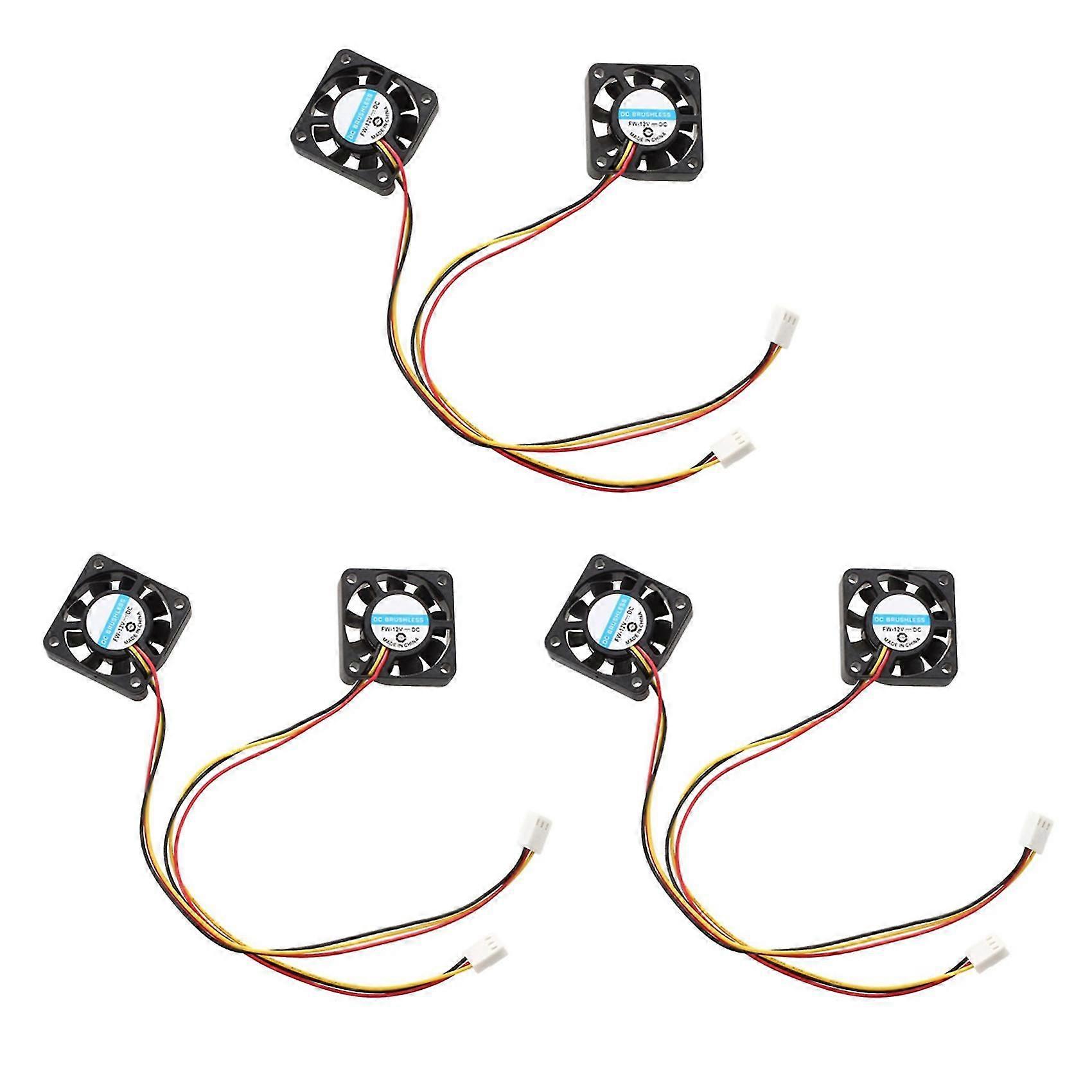 6 Pcs 3 Pin 40mm Square Pc Computer Cooling Fan Dc 12V Noir