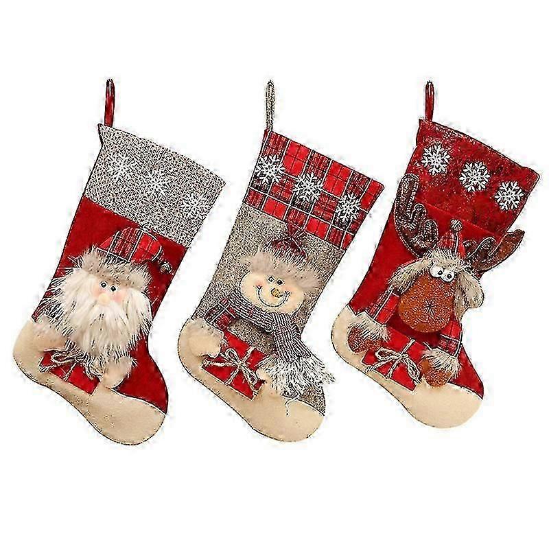 Sacs de bas de Noël 3pcs bas de Noël mignons, bas de Noël