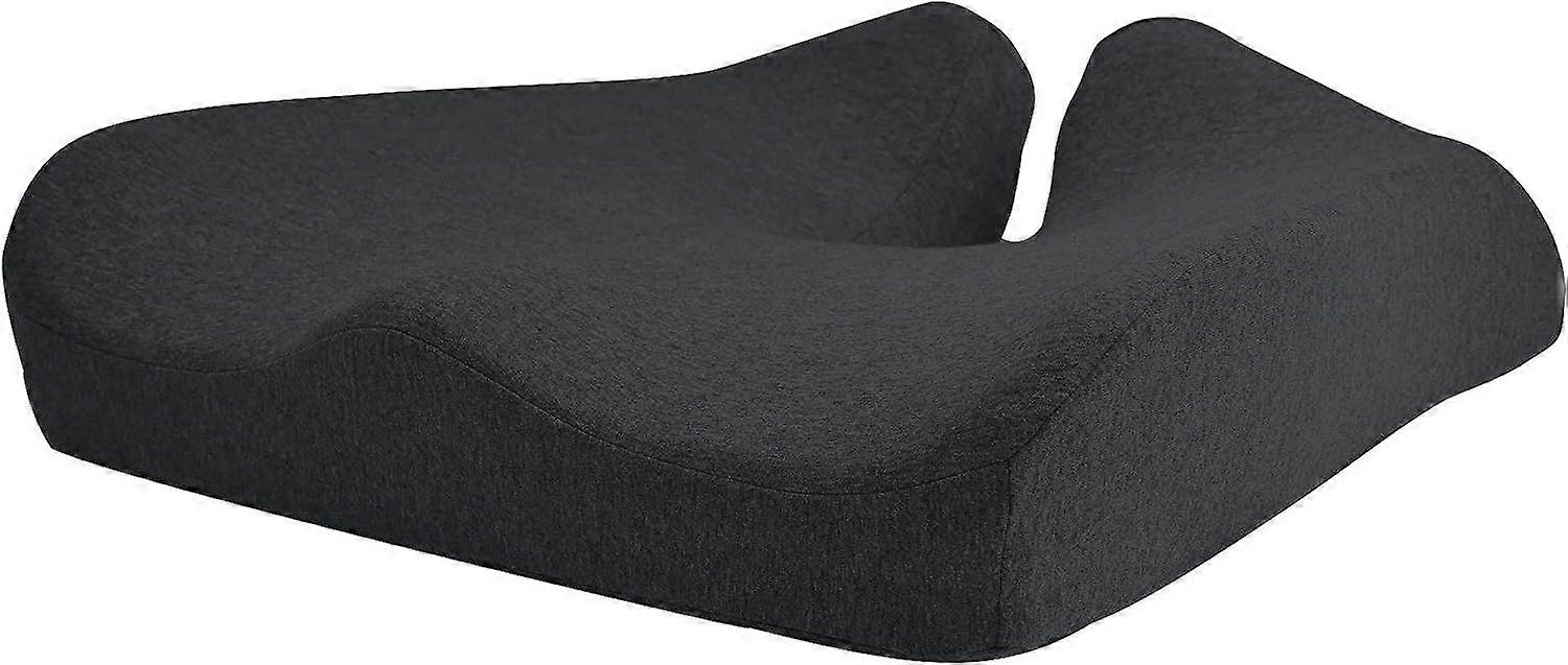 Pressure Relief Seat Cushion For Long Sitting Hours -  Memory Foam For Soft Support. Car & Chair Pad For Hip, Tailbone, Sciatica - Black