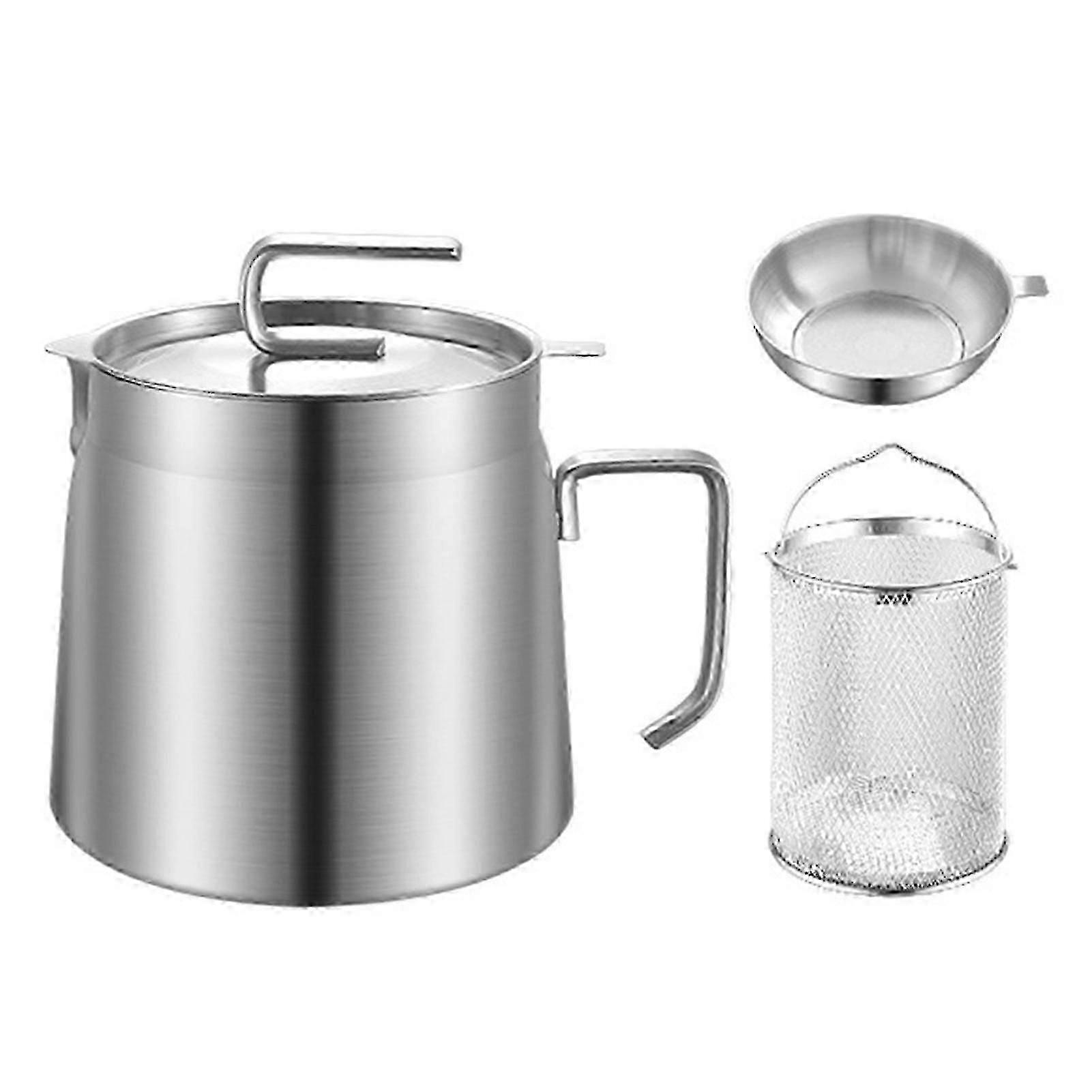 Stainless Steel Oil Filter Pot with Handle for Deep Frying