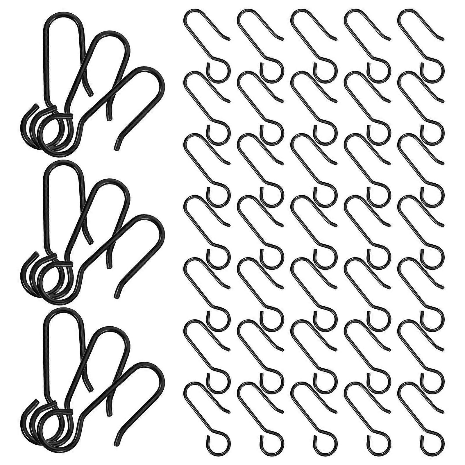 Metal Curtain Hooks for Drapes Ceiling Track Flexible 60Pcs Black S-Shaped Hooks