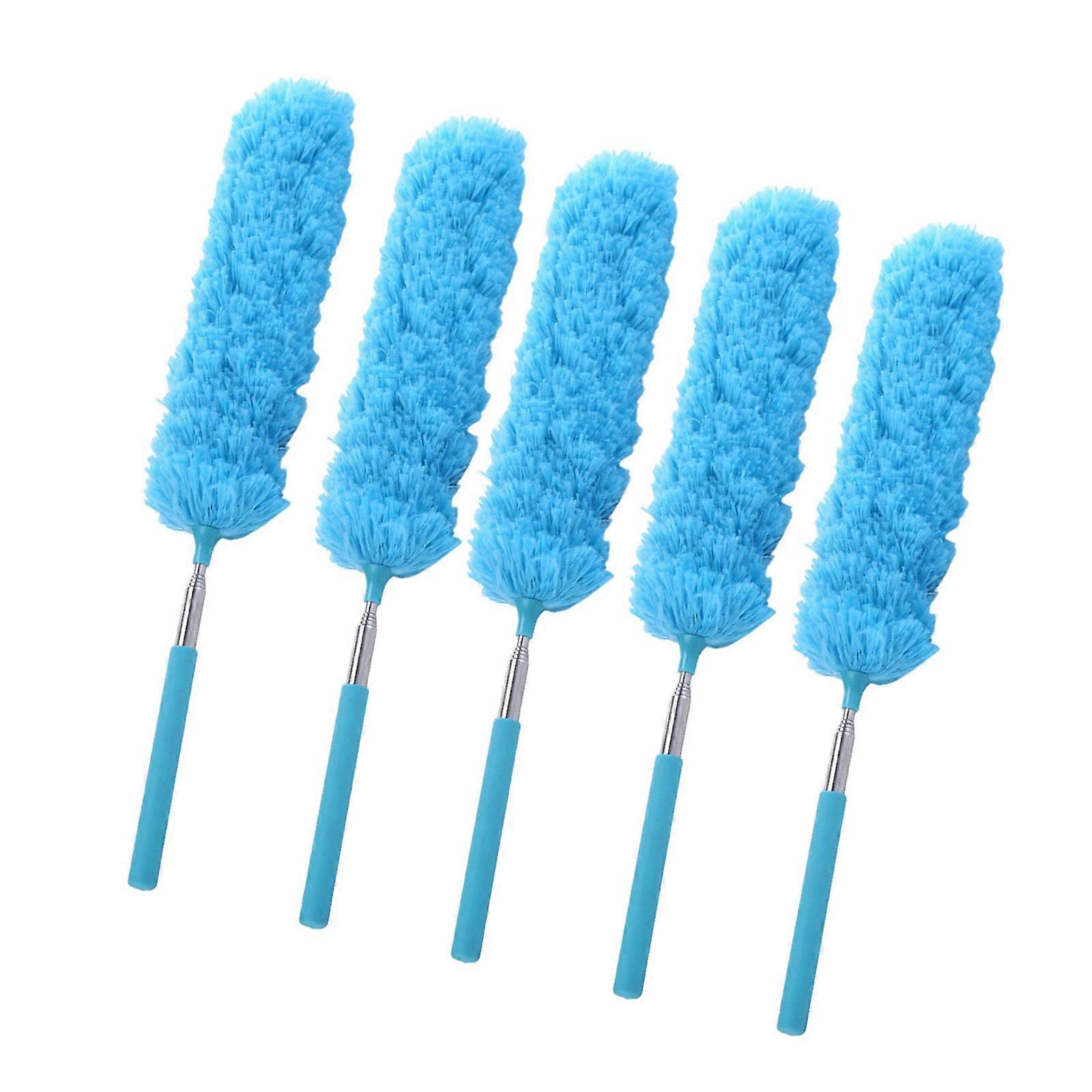 Multiple Angled Bendable Fiber Duster Remover Telescopic Rod Cleaner Reaches Behind Appliances And Under Furniture  Sky Blue