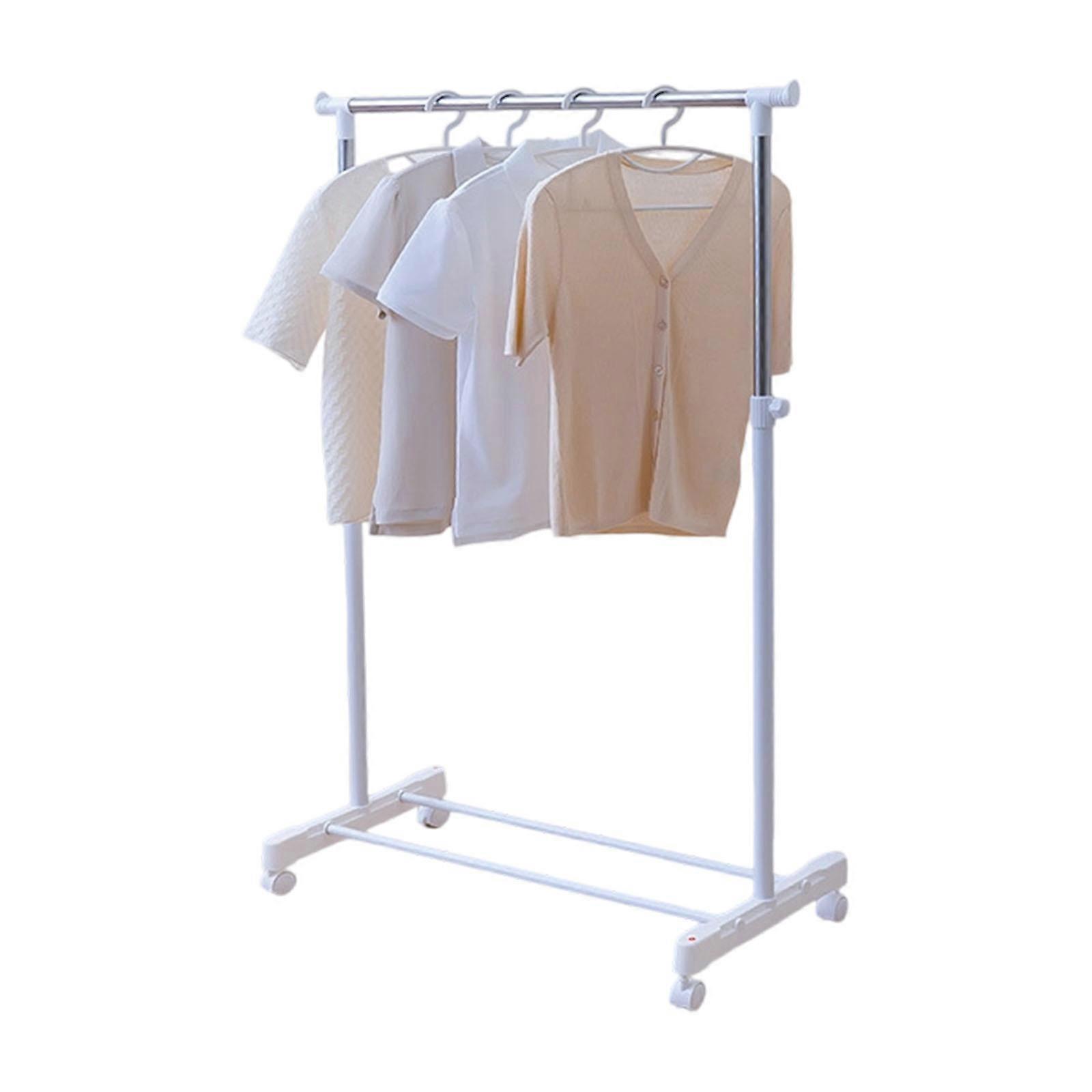 Retractable Garment Drying Rack With Smooth Rolling Casters Adjustable Heights Design For Small Spaces Home Laundry Organization  Snow whitee
