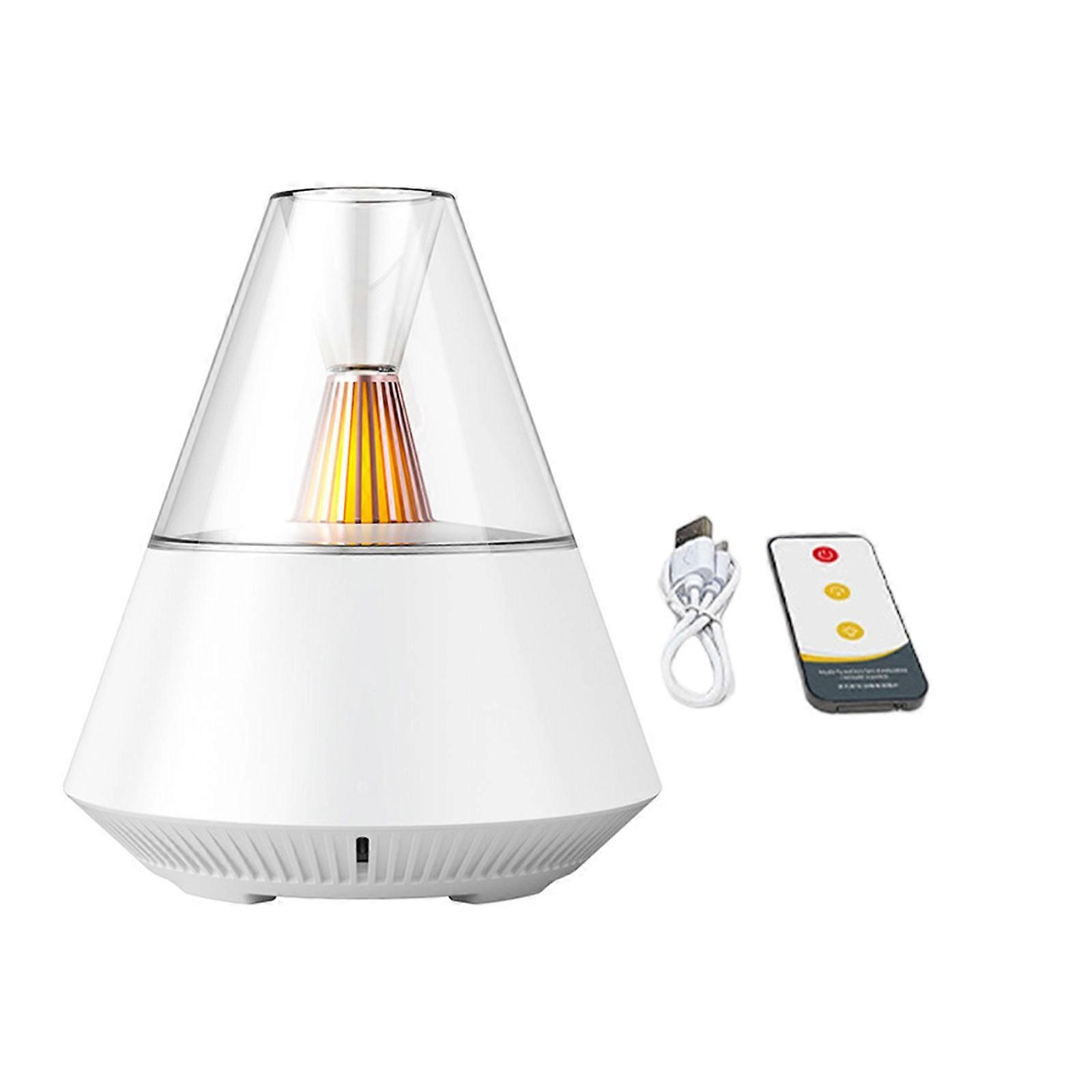 Simulated Flame Essential Oil Diffuser Flame Aromatic Diffuser with LED Light Air Diffuser Humidifier for Home  White
