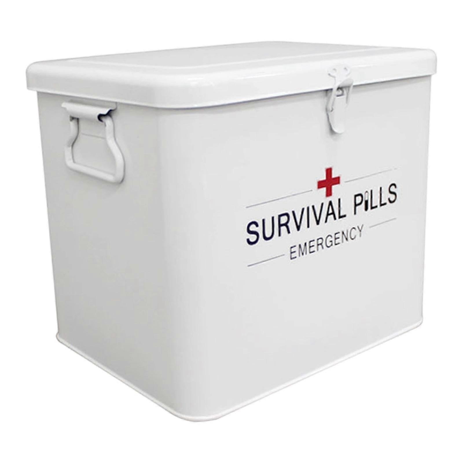 Portable Medical Storage Box with Removable Tray, TwoTier Design for Home and Family Use, White 23.5x18.5x21cm