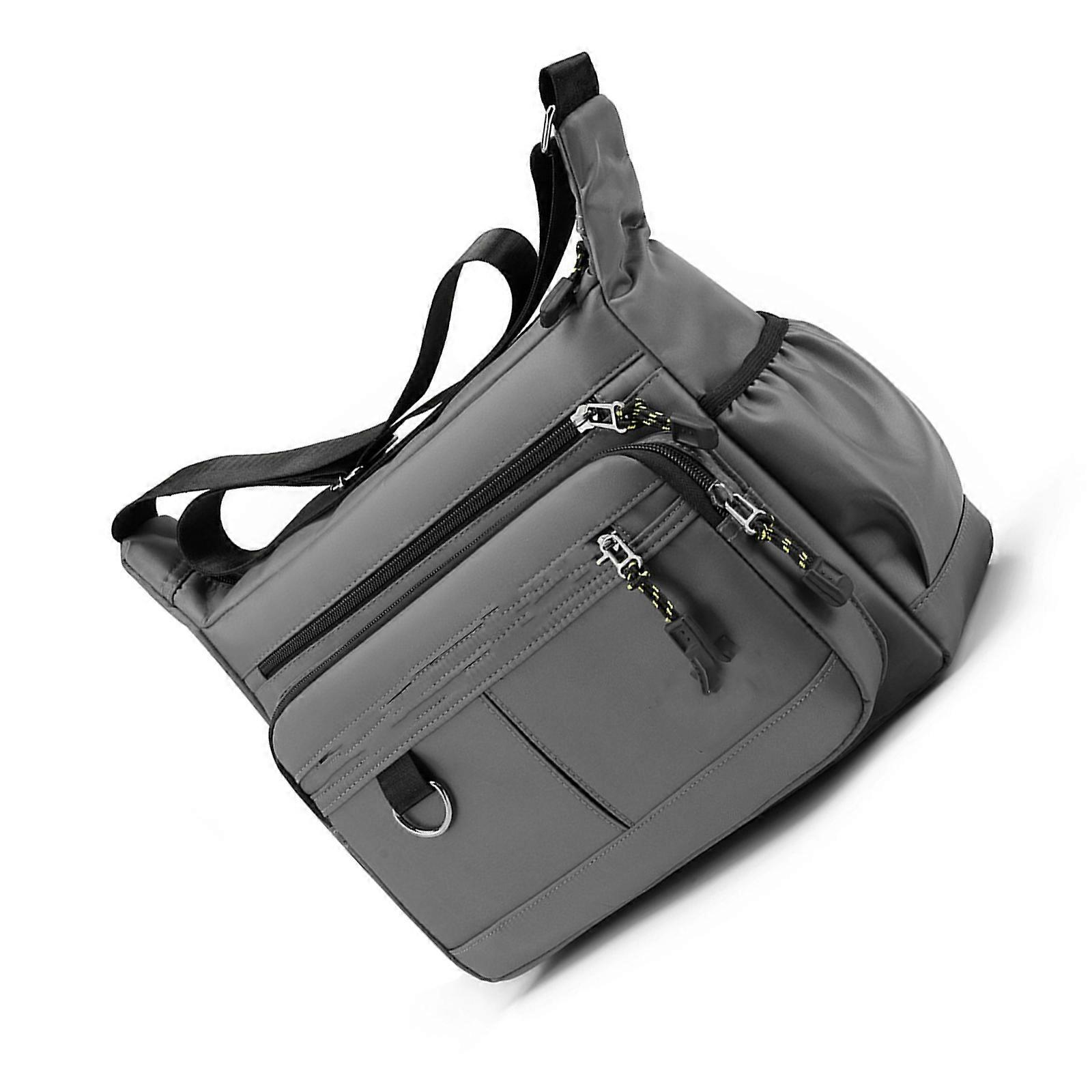 Oxfords Toted Bag for Men Shoulder Crossbody Handbag with Multi Pockets Zipper for Work Office Travel and Daily Use  Gray