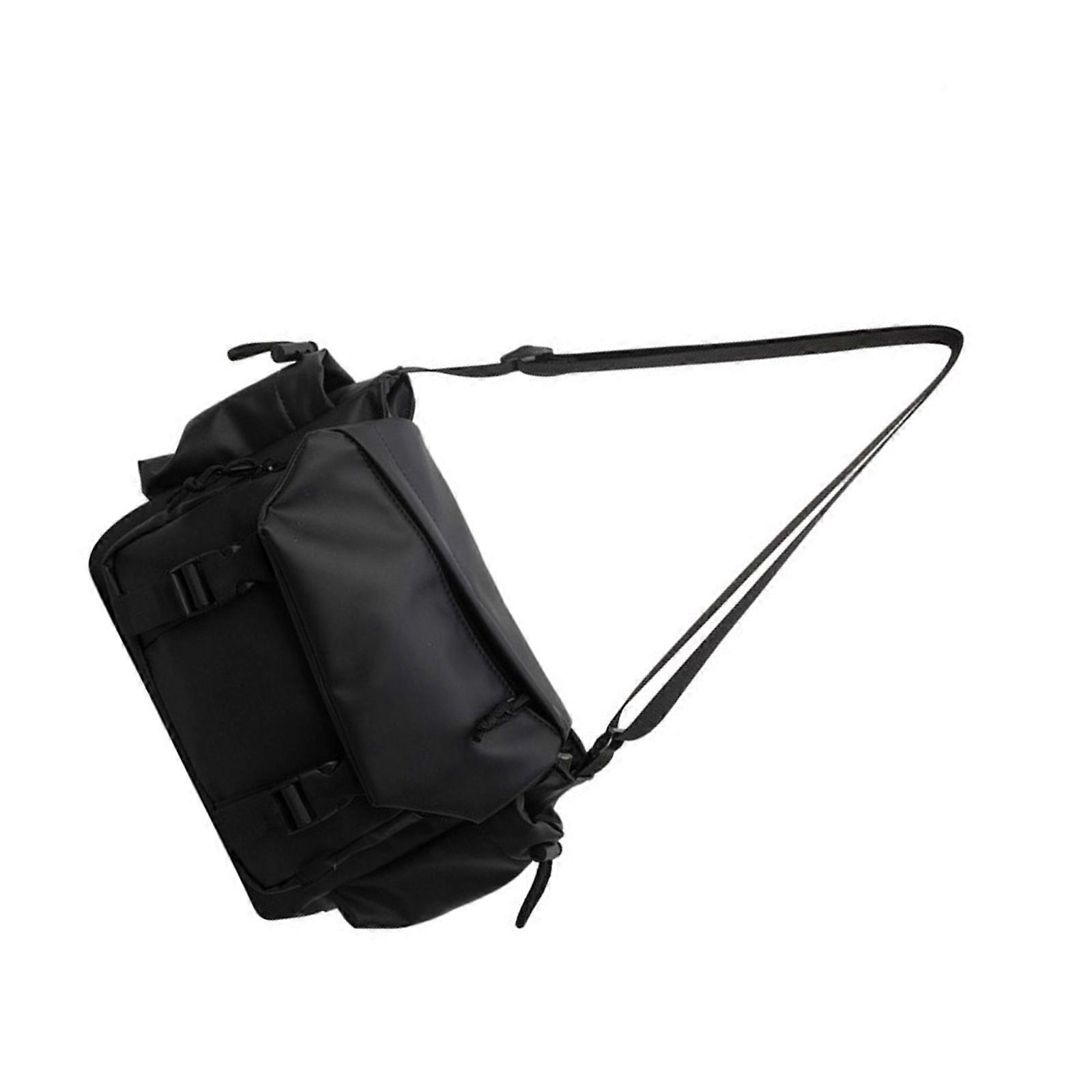 Borsa a tracolla in tessuto Oxford, grande capacità, con cerniera, tracolla regolabile, borsa a tracolla vintage per uomo e donna, nera (20 cm < lunghezza massima < 30 cm)