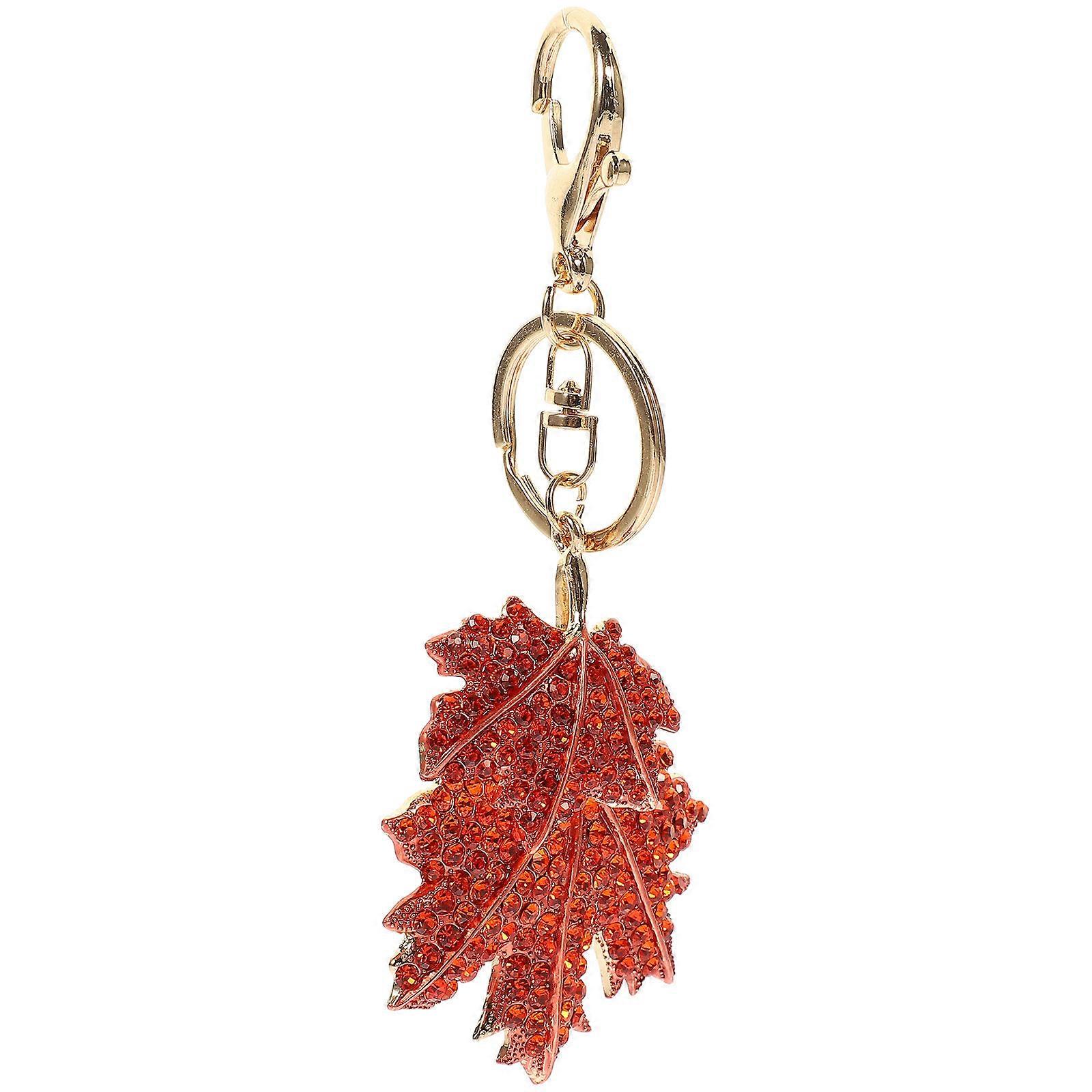 Decorative Metal Keychain Maple Leaf Shape Keychain Exquisite Maple Leaf Hanging Key Ring
