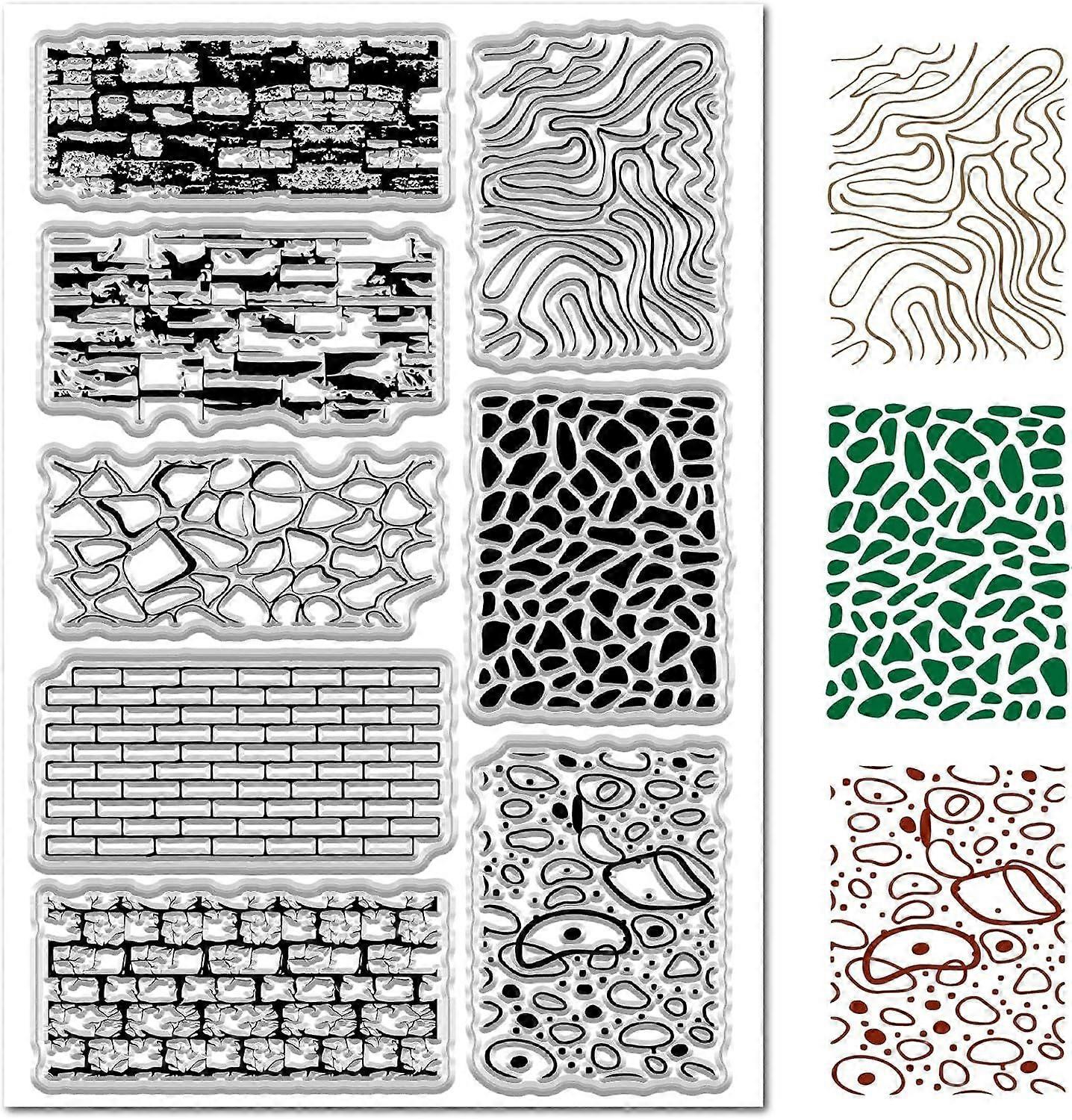 Wall Clear Stamp for Card Making Brick Waves Irregular Stone Patterns Rubber Silicone Background Reusable Transparent Seal for Journaling DIY Scrapboo