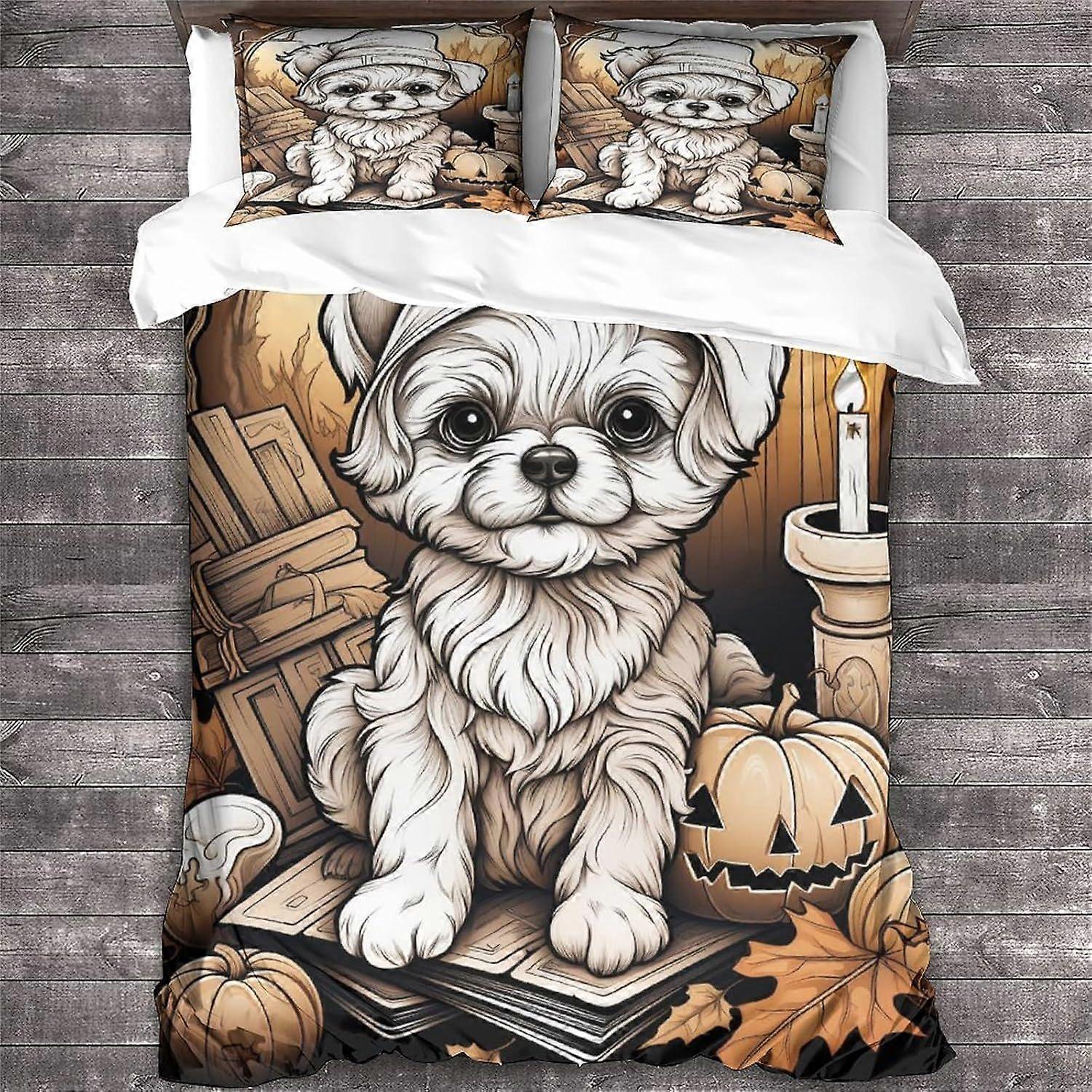 LikeEj الفراش للفتيات الأولاد نمط غطاء لحاف غطاء السرير 3 قطع هالوين غطاء لحاف مجموعة للسرير الملك