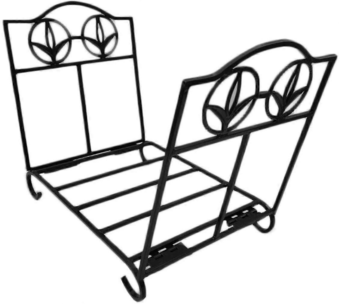 Firewood Rack with Tools, Solid Iron Indoor Log Holder for Fireplace, Elevated Base Design