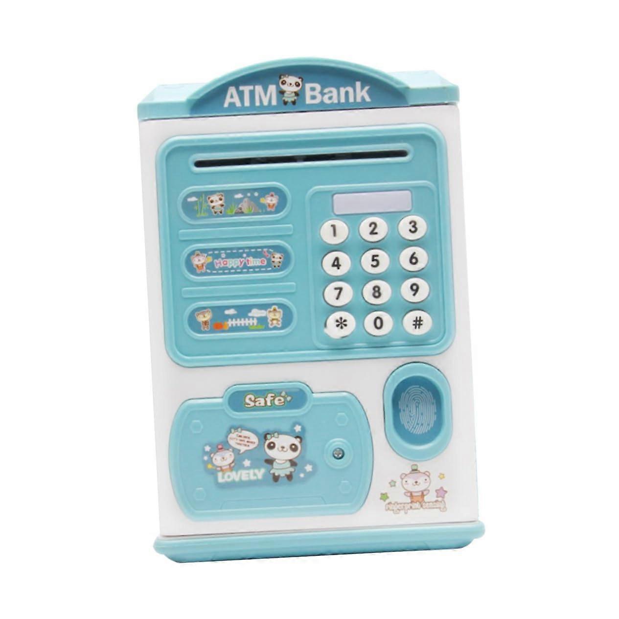 Cartoon Piggy Bank with Fingerprint Lock for Kids Saving, SpaceSaving Desktop Coin Jar Gift