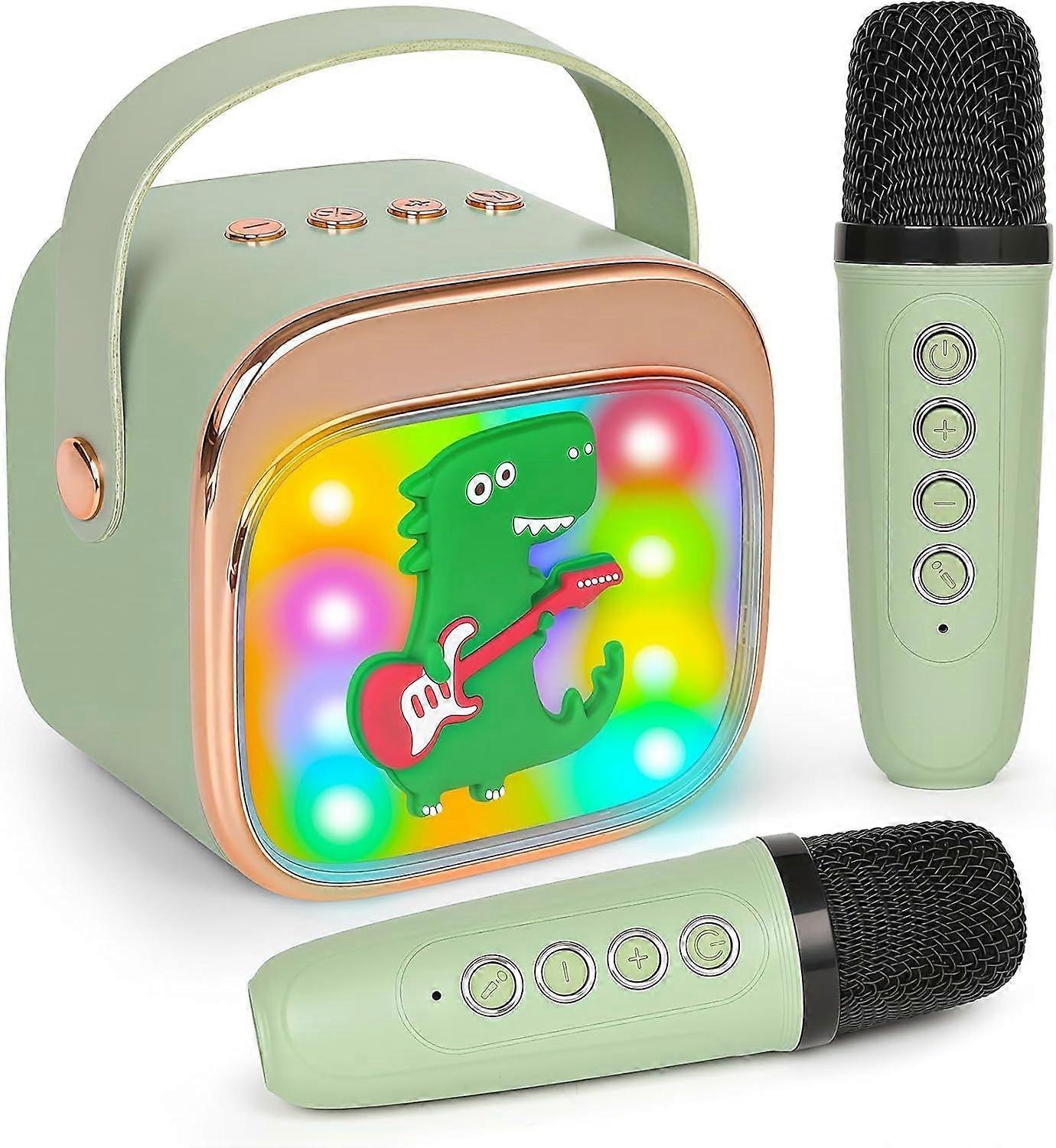 Dinosaur Karaoke Machine for Kids, Portable Mini Karaoke Machine with 2 Wireless Microphones