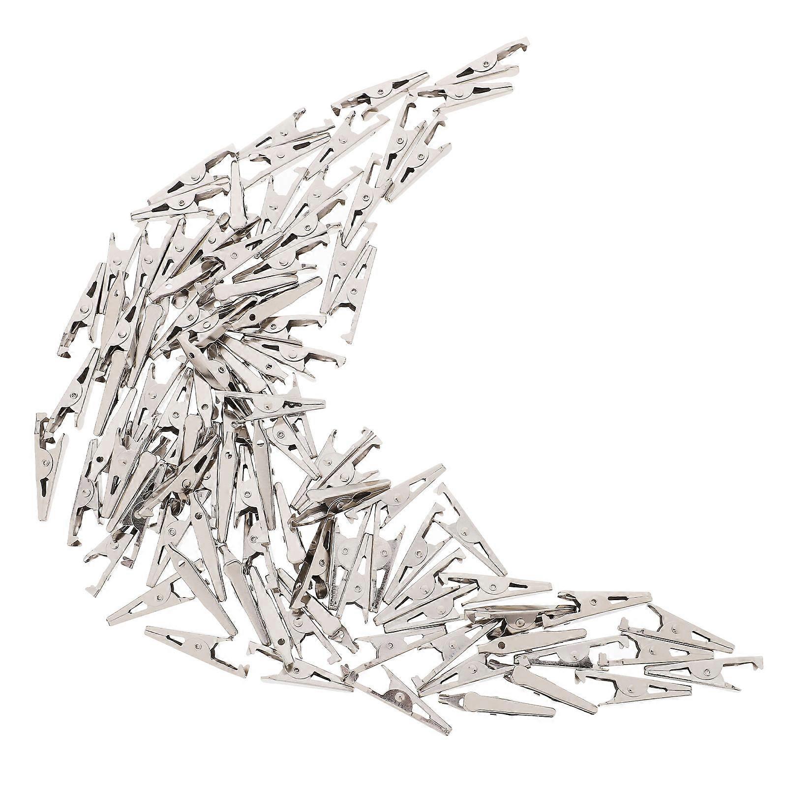 Silver Metal Clips Electroplated Electrical Test Clamps 100Pcs