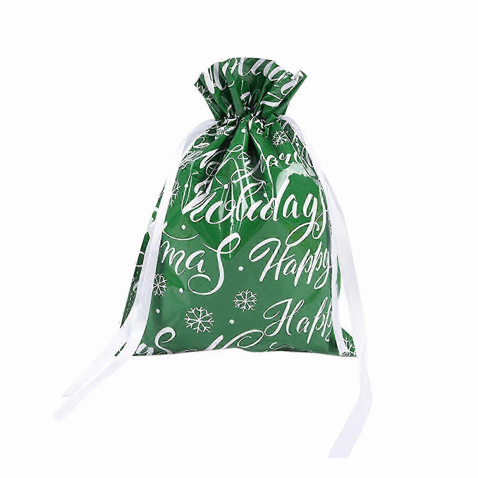 Santa Snowflake Christmas Bags for Gift Wrapping with Drawstring Closure