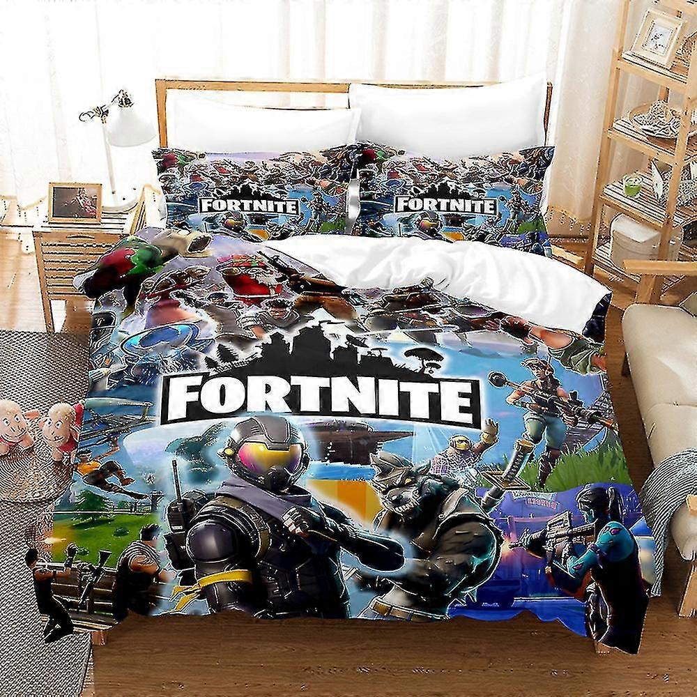 Fortnite 3D tištěná sada povlečení Povlečení Přikrývka Povlak na polštář Dětský dárek#20 Yalo