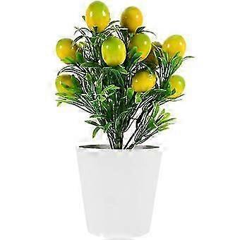 1 Set Artificial Potted Fruit Picks Realistic Lemon Branches Bonsai Artificial Lemon Bonsai