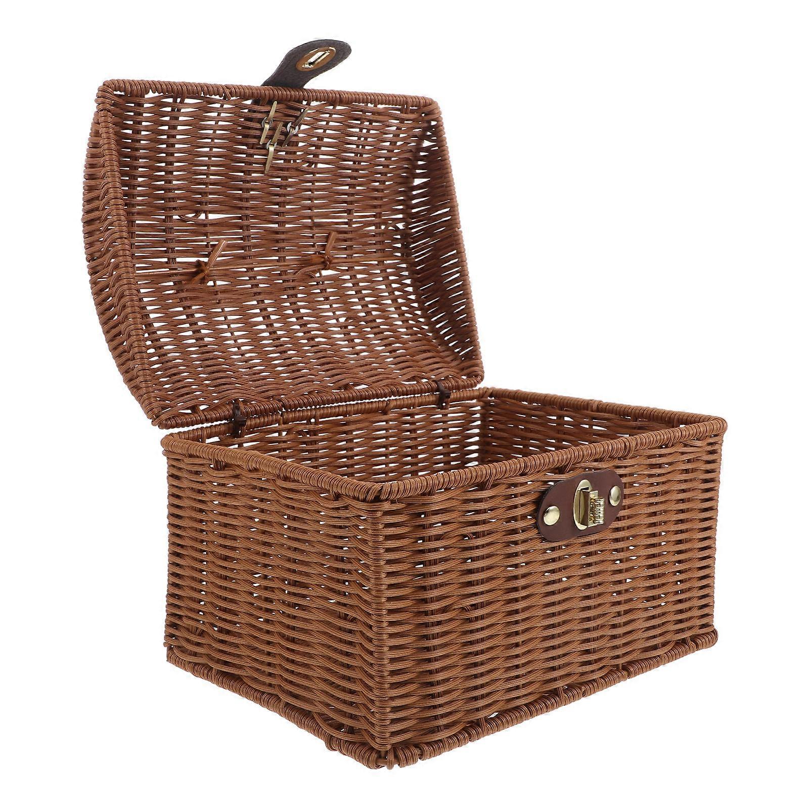 Miniature Rattan Mahjong Storage Box for Elegant Home Display