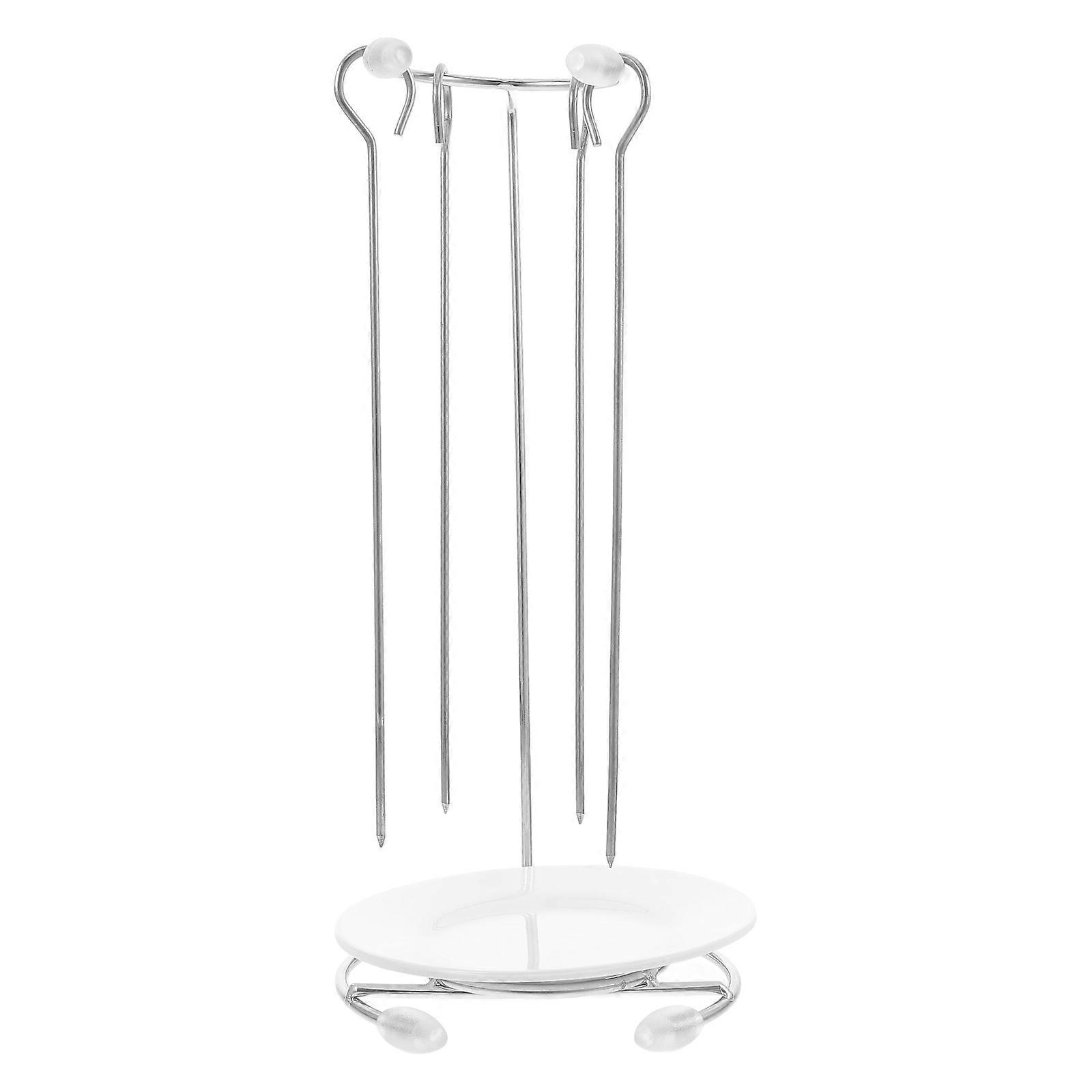 Stainless Steel Skewer Hanger with Stand for BBQ Multi Color Reusable and Easy to Set