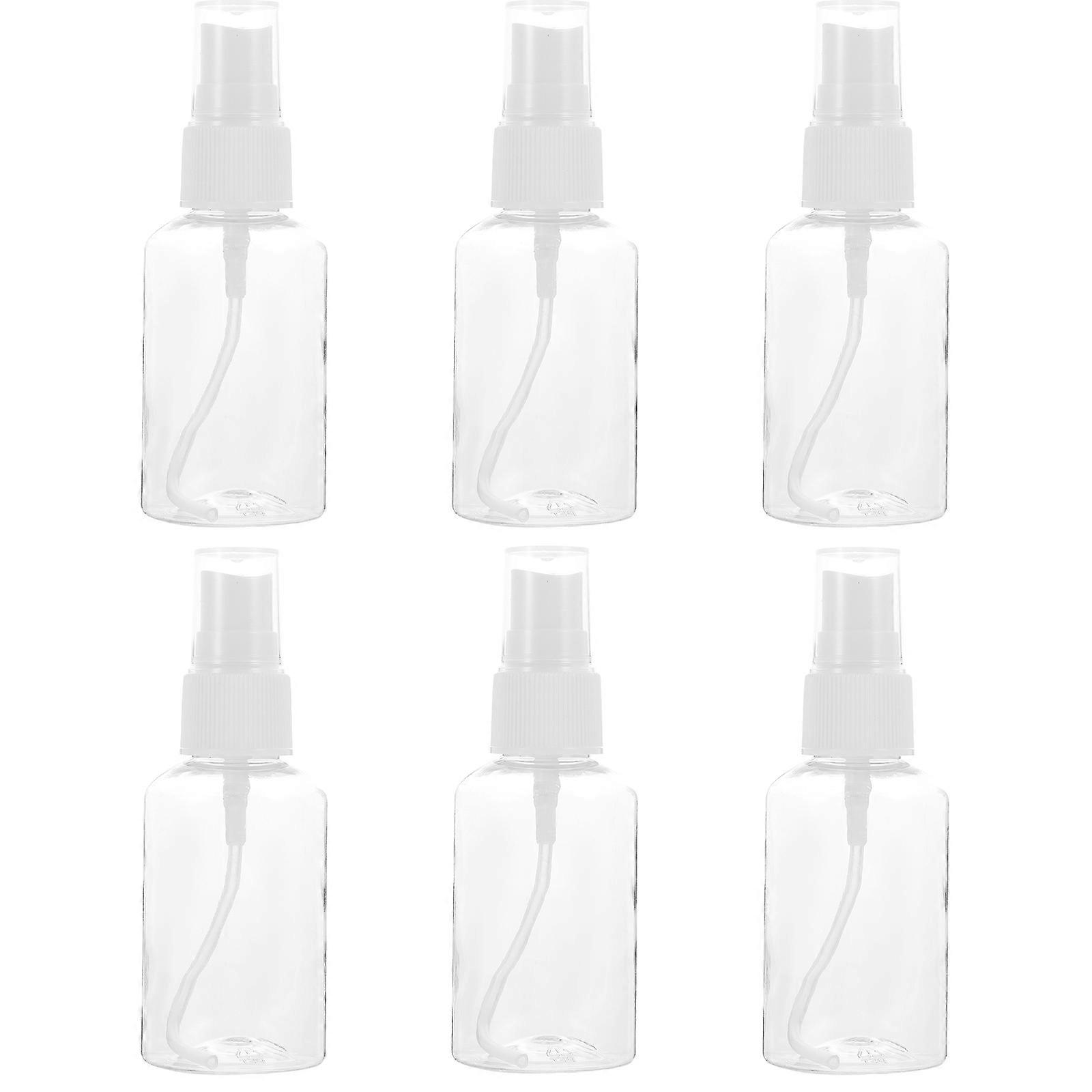 6Pcs 50ml Empty Plastic Sample Bottles with Lids Ideal for Emollient Water Shower Gel Emulsion Caps in Random Colors