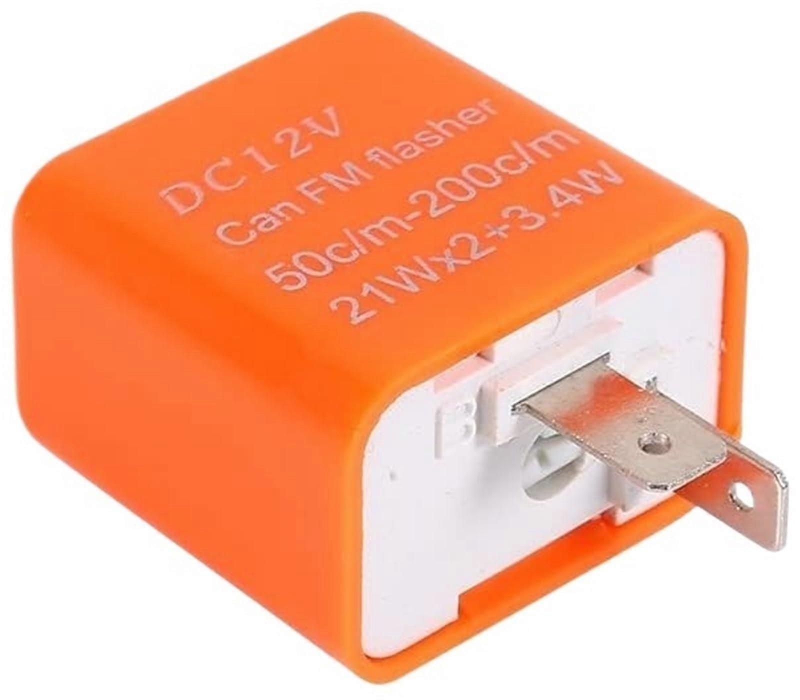 2 Pin Motorcycle LED Flasher Relay Adjustable Speed 12V Turn Signal Indicator (Orange)