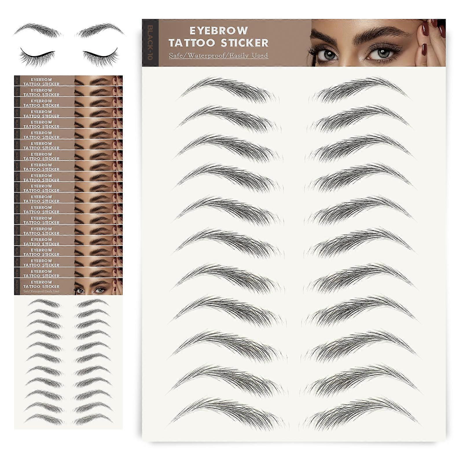 20 Sheets Temporary Waterproof Eyebrow Tattoo Stickers for Makeup and Consistent Brow Shapes
