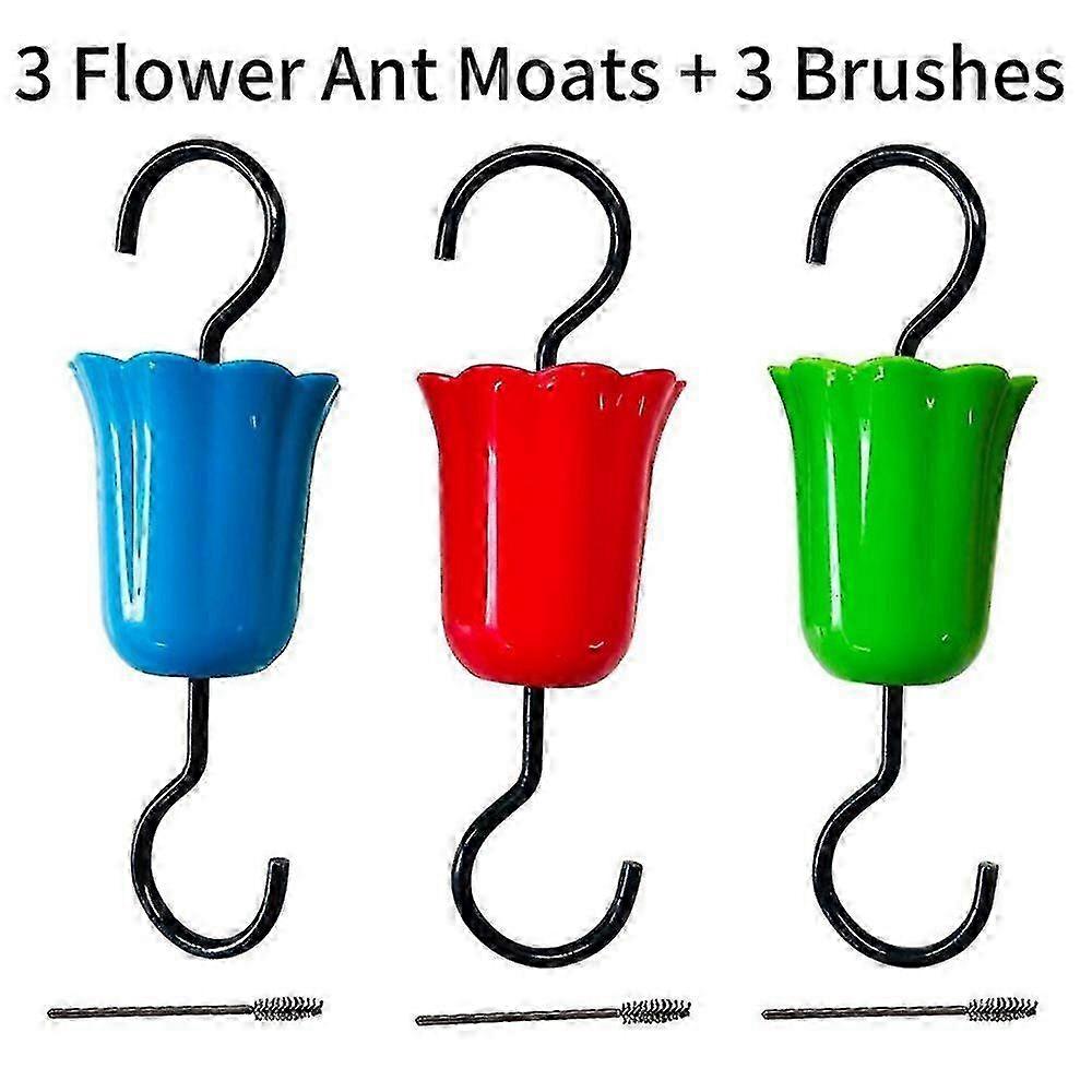 Hummingbird Feeder Insect Guard Ant Moat 3 Pack + Hooks + Brushes