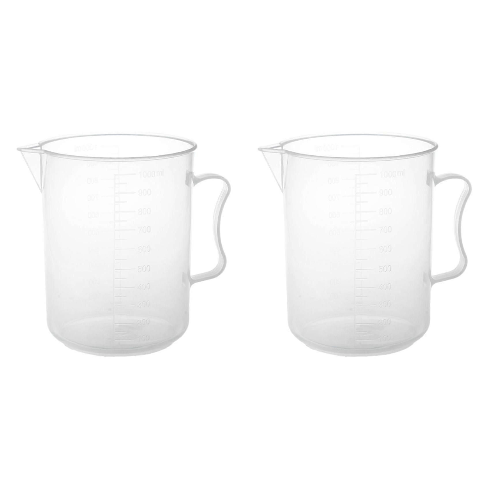 2X 1000Ml Transparent Graduated Beaker with Handle