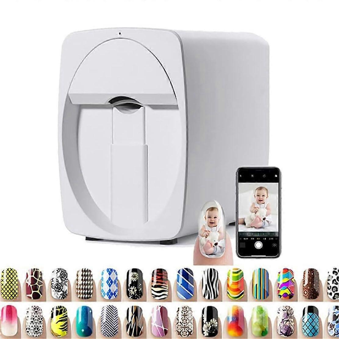 Smart App Control Nail Art Printer with Resolution Custom Designs, Fast 25s Operation, White