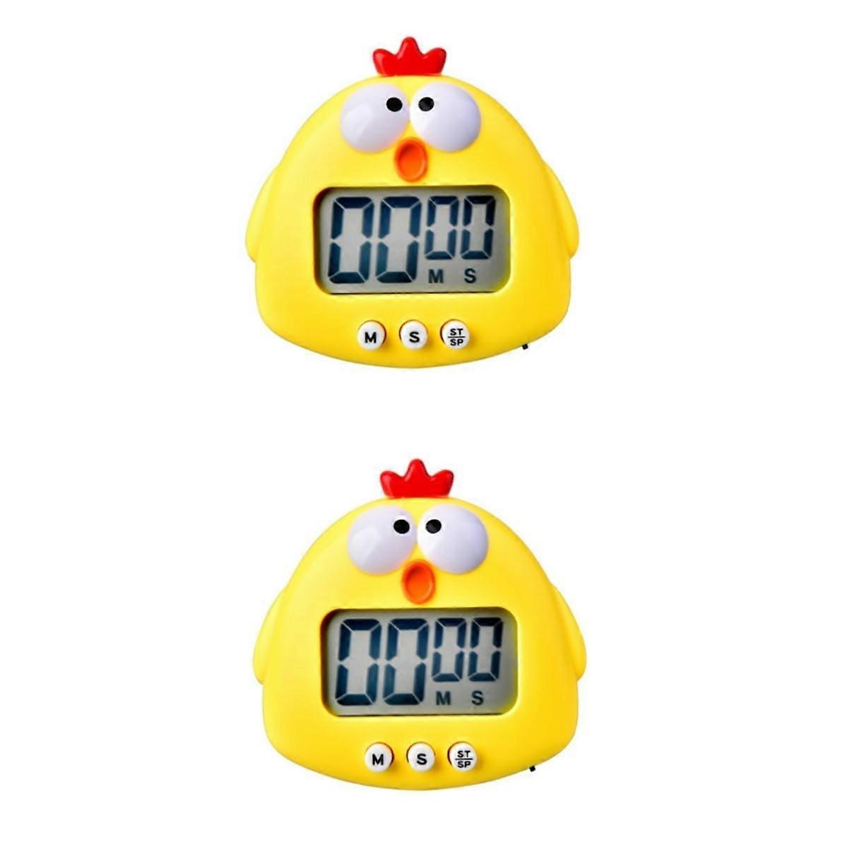 2pcs Magnetic Kitchen Timer Silent Digital Countdown for Cooking and Study