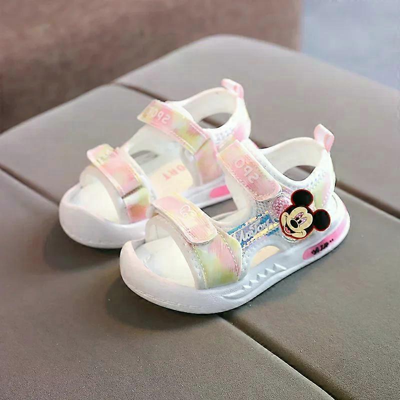 Disney Mickey Mouse Girls Breathable Pink Princess Sandals Cartoon Girls Beach Shoes New Baby Toddler Shoes