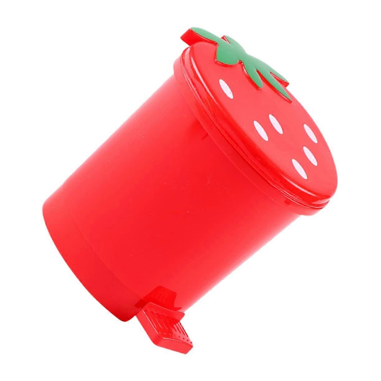 Strawberry Shaped Mini Desktop Trash Can Cute Waste Bin for Office Kitchen Bedroom