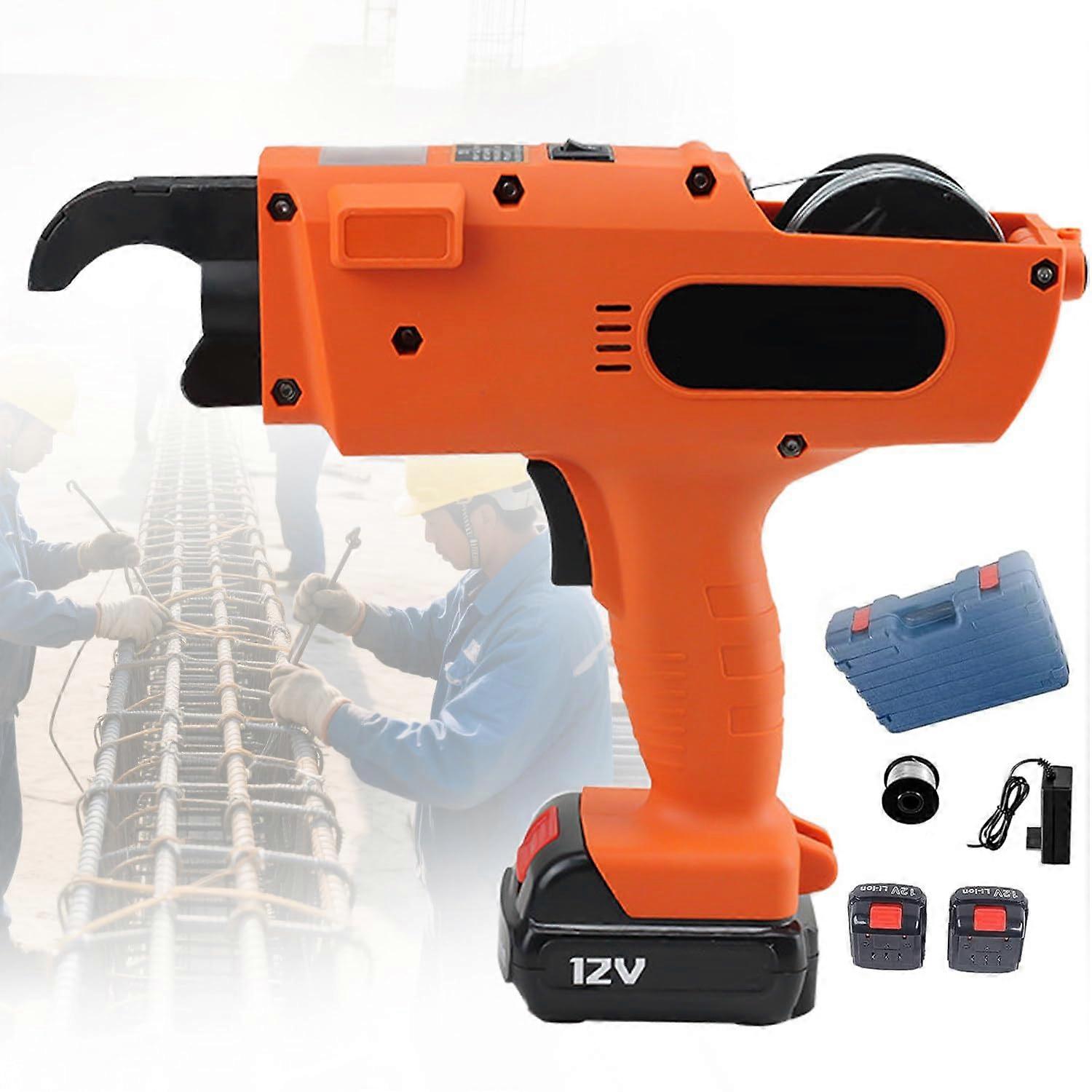 Automatic Rebar Tying Machine 12V Dual 9000mAh Batteries Fast Cycle Tool for Construction