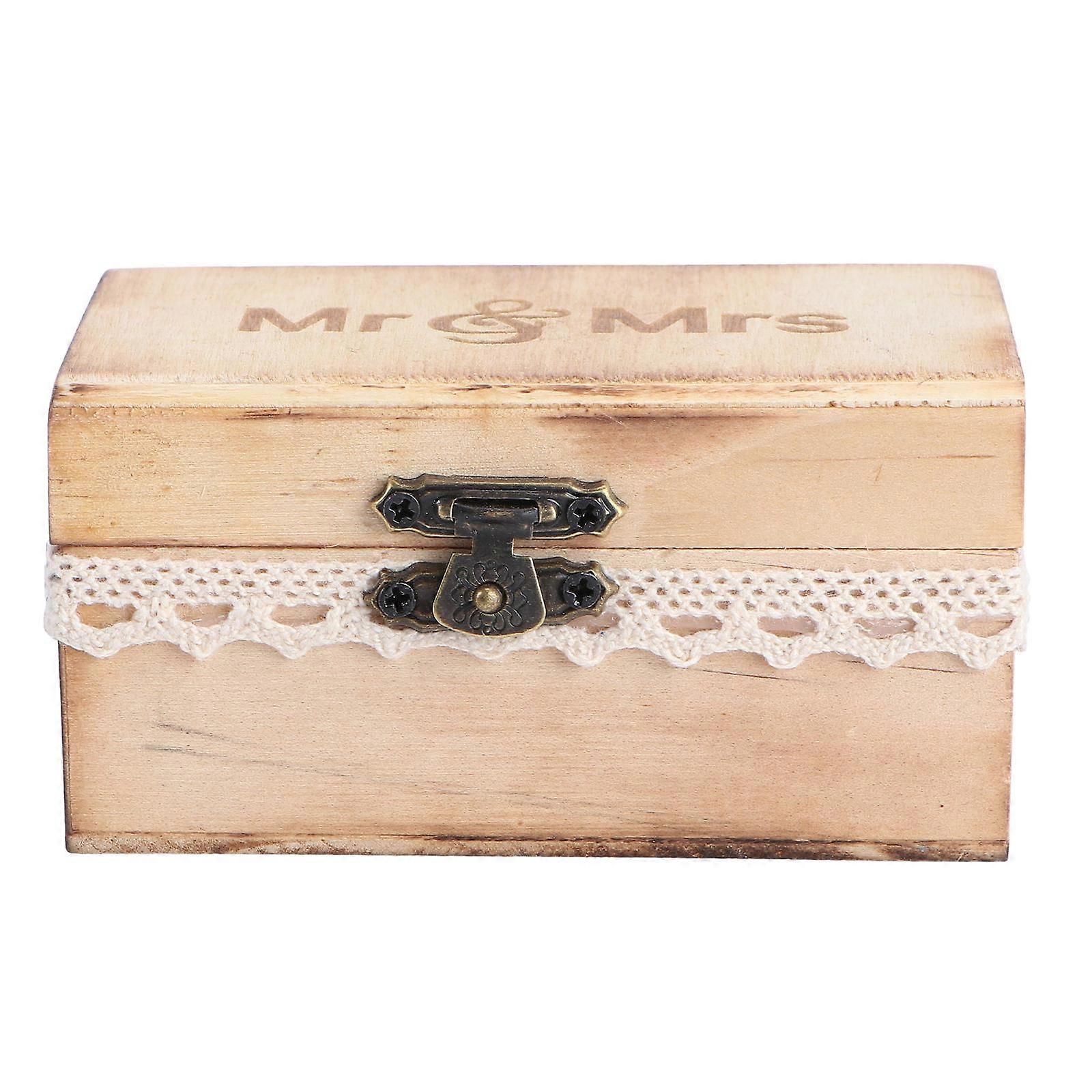 Wooden Ring Box for Ring Bearer Mr and Mrs Rustic Wedding Holder