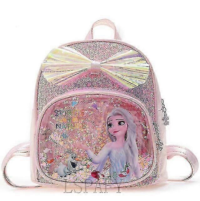 Elsa Anna Frozen Sequins Backpack: Glitter School Bag for Girls, Kawaii Fashion with Pu Leather & Travel-Style