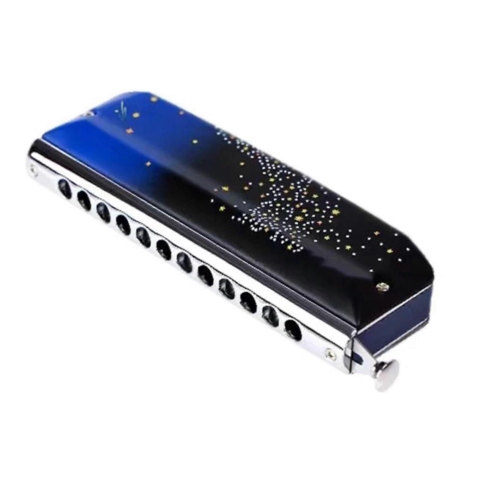 Professional 12 Hole Chromatic Harmonica with Gradient Finish, Clear Tone and Stainless Steel Shell