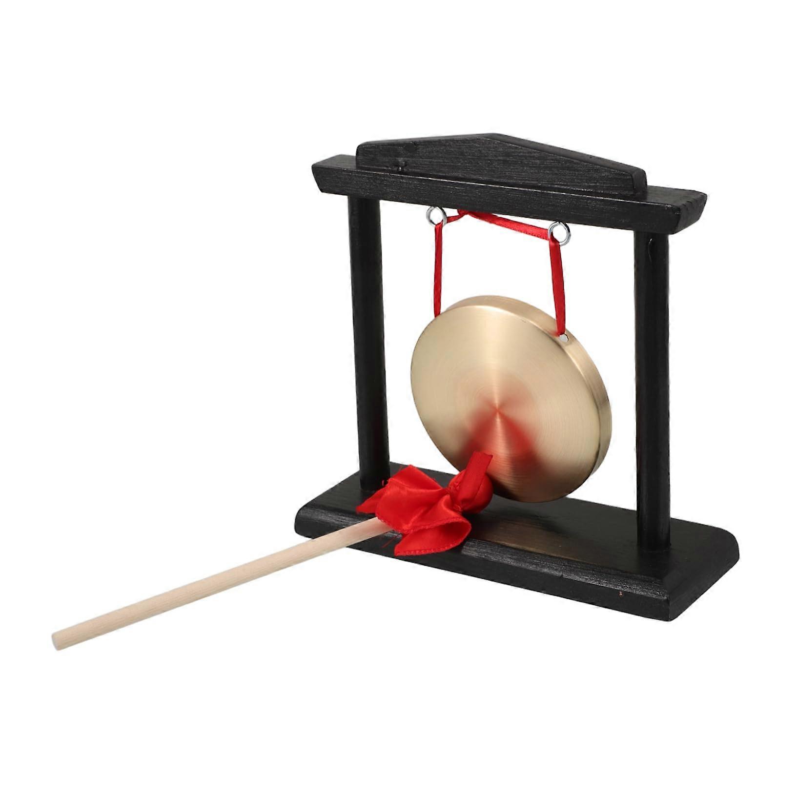 Mini Brass Gong with Stand and Mallet for Ceremony, Classroom, and Performance, 10cm