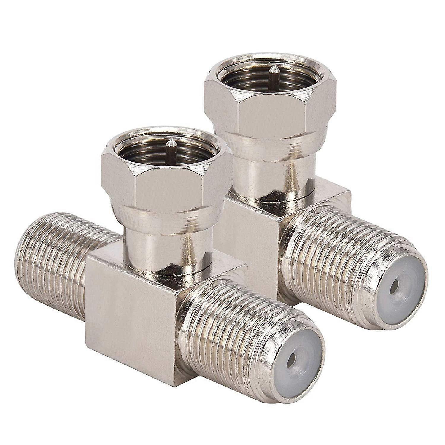 F-Type Splitter 3 Way Connector for Satellite TV (2 Pack)