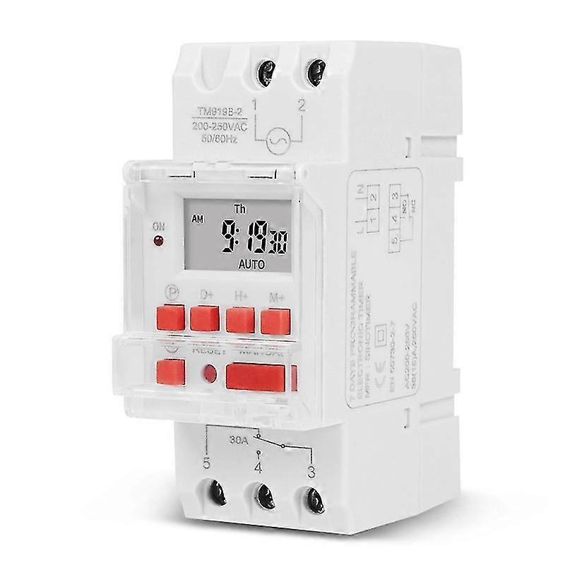TM919B 220V 30A Programmable Digital Timer Switch DIN Automatic Timing Controller for Lights,Fans