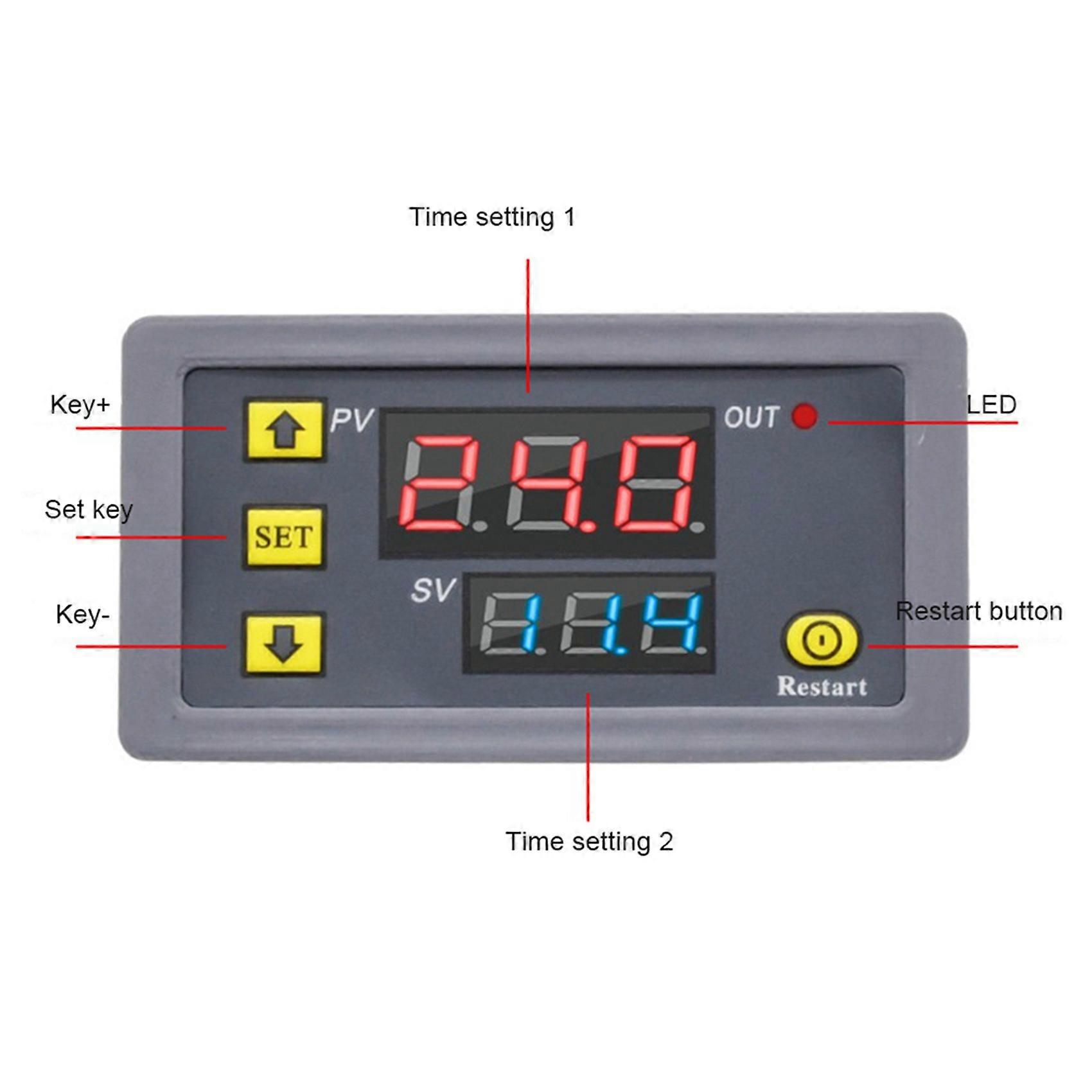 3X Digital Time Delay Relay LED Display Cycle Timer Control Switch Adjustable Timing Relay Time Delay Switch AC110-220V