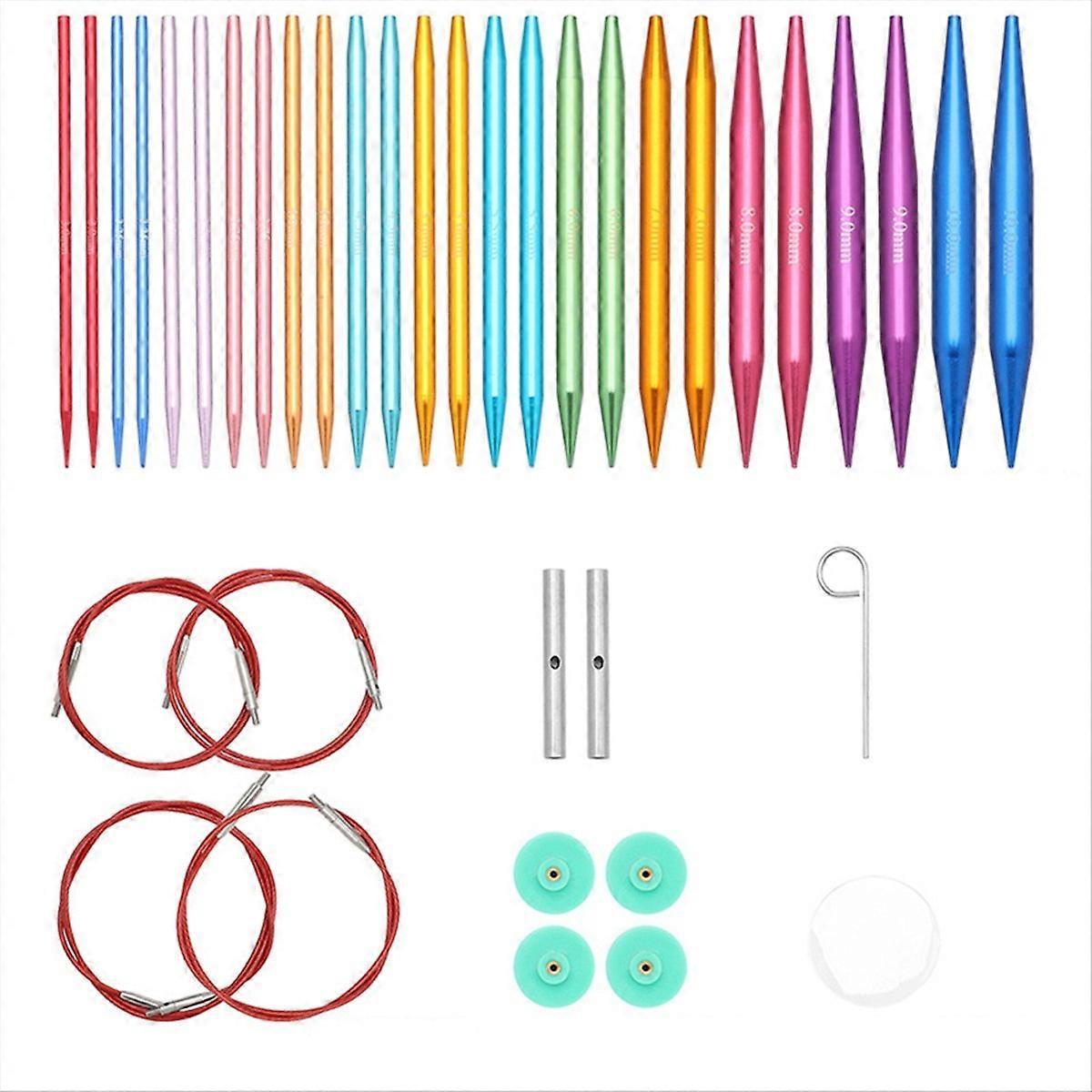 13 Pairs Interchangeable Circular Knitting Needles Set,3.0mm-10.0mm