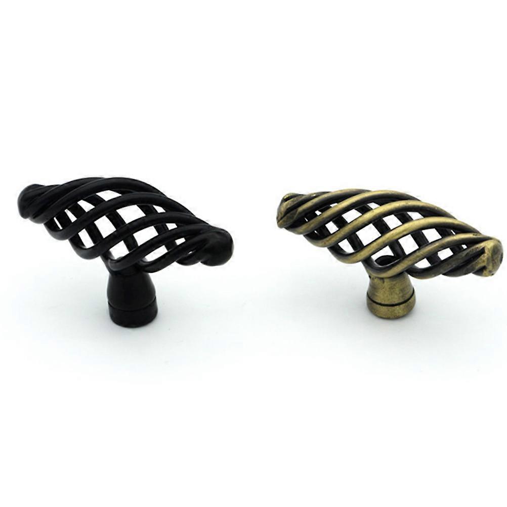 Black Nordic Bird Cage Alloy Door Knobs Pull Handle 4Pcs for Wardrobe