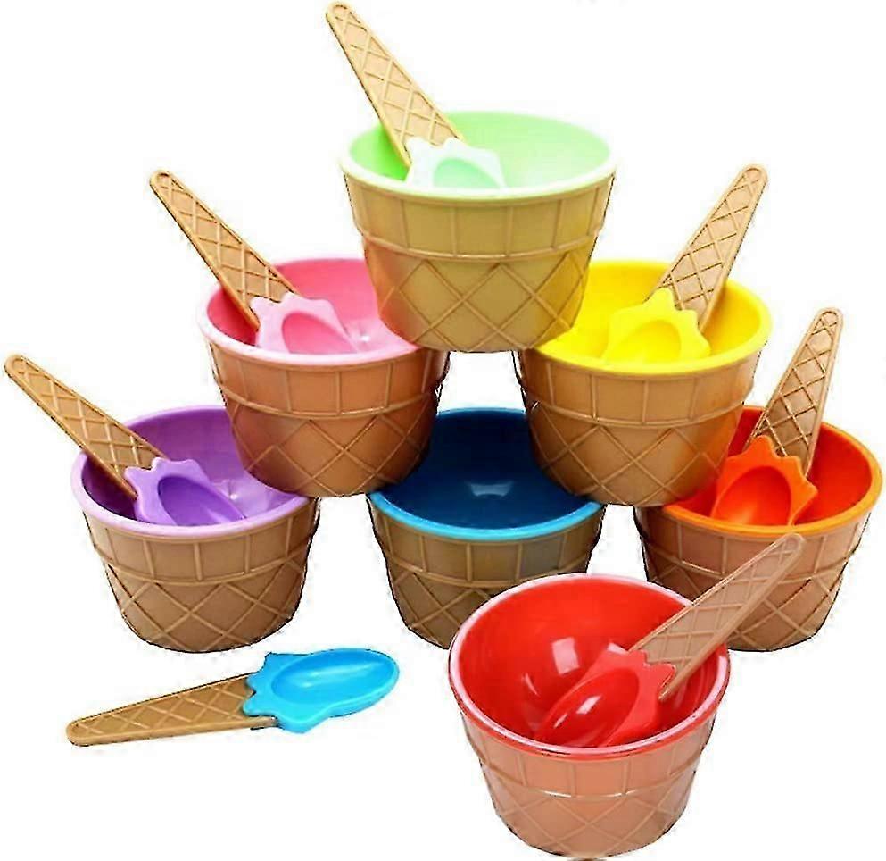 Iskremkopper, dessertutstyr for barn, 7-delt sett